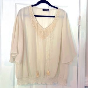 a.n.a Pretty Dress Blouse w/ Tassels